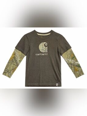 Carhartt Brown Tee with Camo Print Long Sleeves